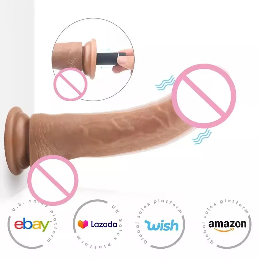 Thrusting Realistic Dildo Silicone Mold Big Dildo Vibrator Adult Sex Toy With Strong Suction Cup for Women
