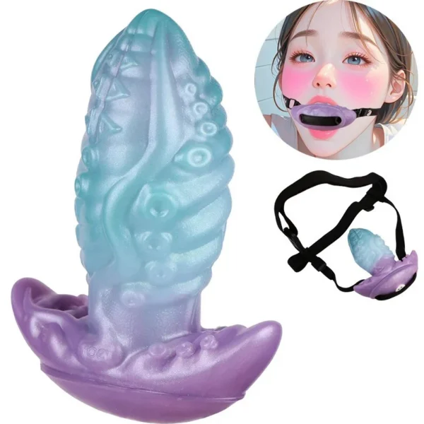 Octopus Anal Plug Silicone Monster Butt Plug Remote Control Vibrator Wearable Anal Dildo, Mouth Gag Adult Game
