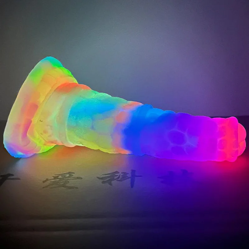 Glow in Dark Dildo Colorful Health Sex Toy Luminous Silicone Monster Dildo Soft and Flexible Sex Tool Freaky