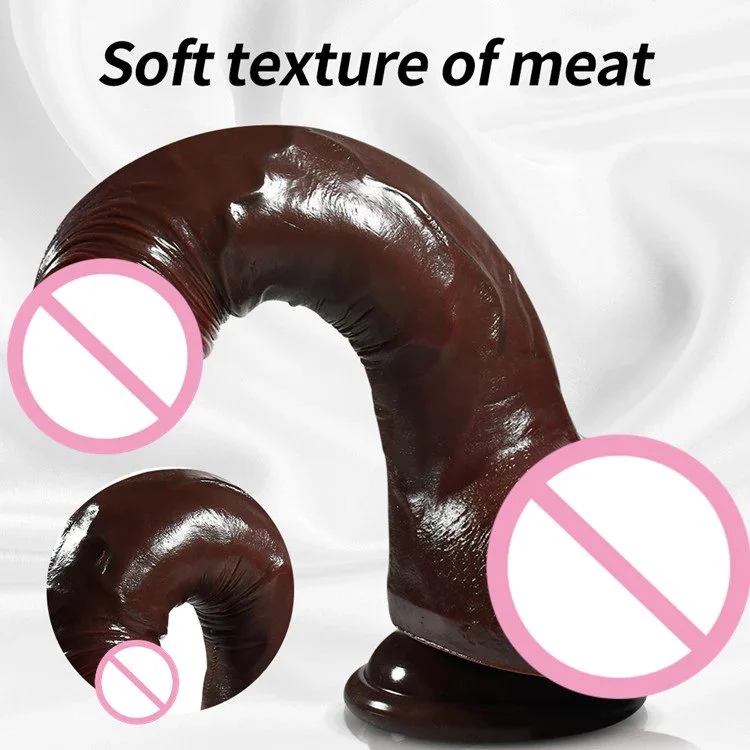 Double Liquid Silicone Female Masturbation Super Brown Realistic Dildo Adult Sex Toys for Women