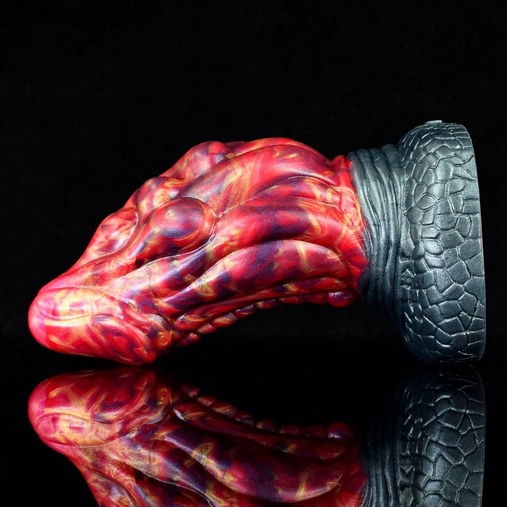 Color Big Size Anal Plug Monster Shaped Realistic Huge Cock Penis Fire Dragon Color Dildos with Sucker