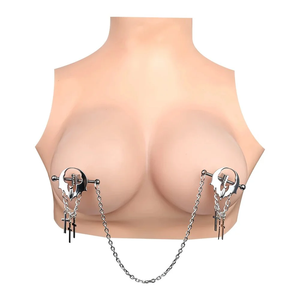 Metal Collar Nipple Clamp Stainless Steel Nipple Fun Leather Belt Flirting Halloween Horror Atmosphere Sex Toys