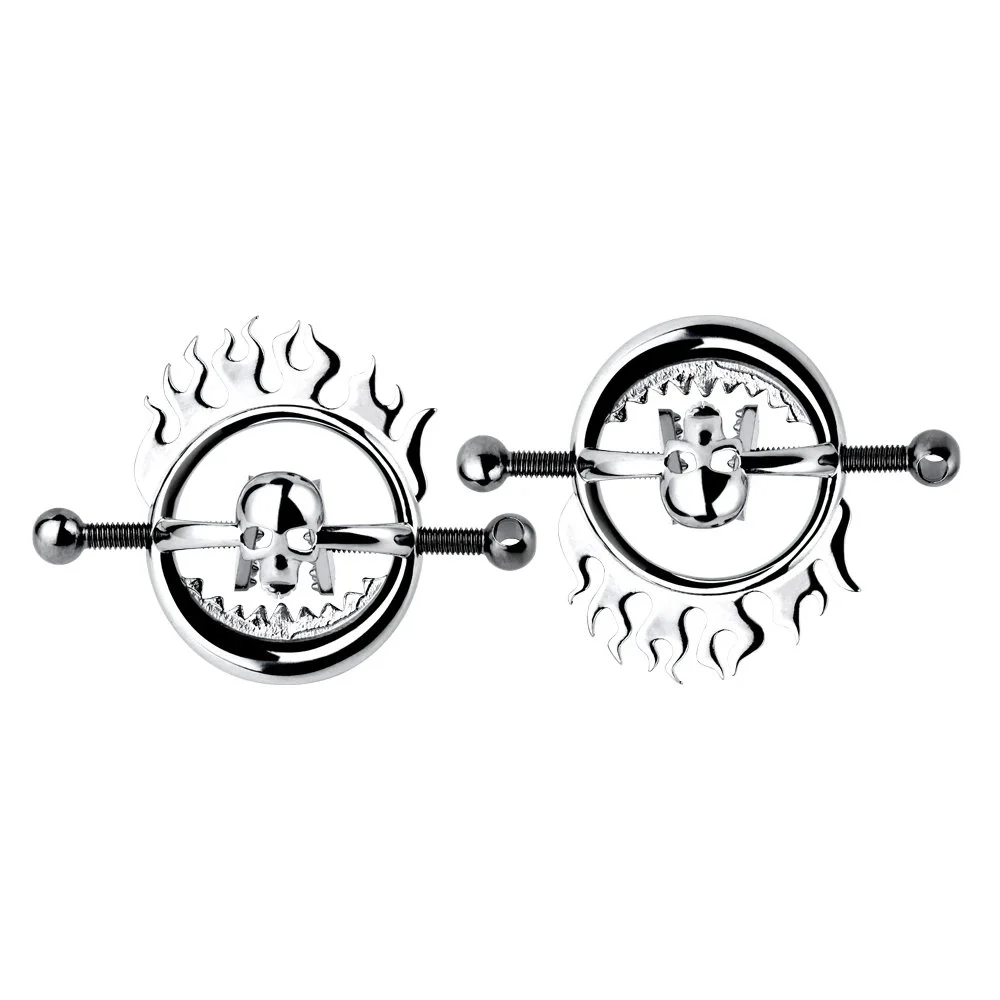 Nipple Clamp Skull Hellfire Leather Bondage Metal Chain Nipple Clamp Stimulate Breast Fun Couples Flirting Cosplay Sex Toys