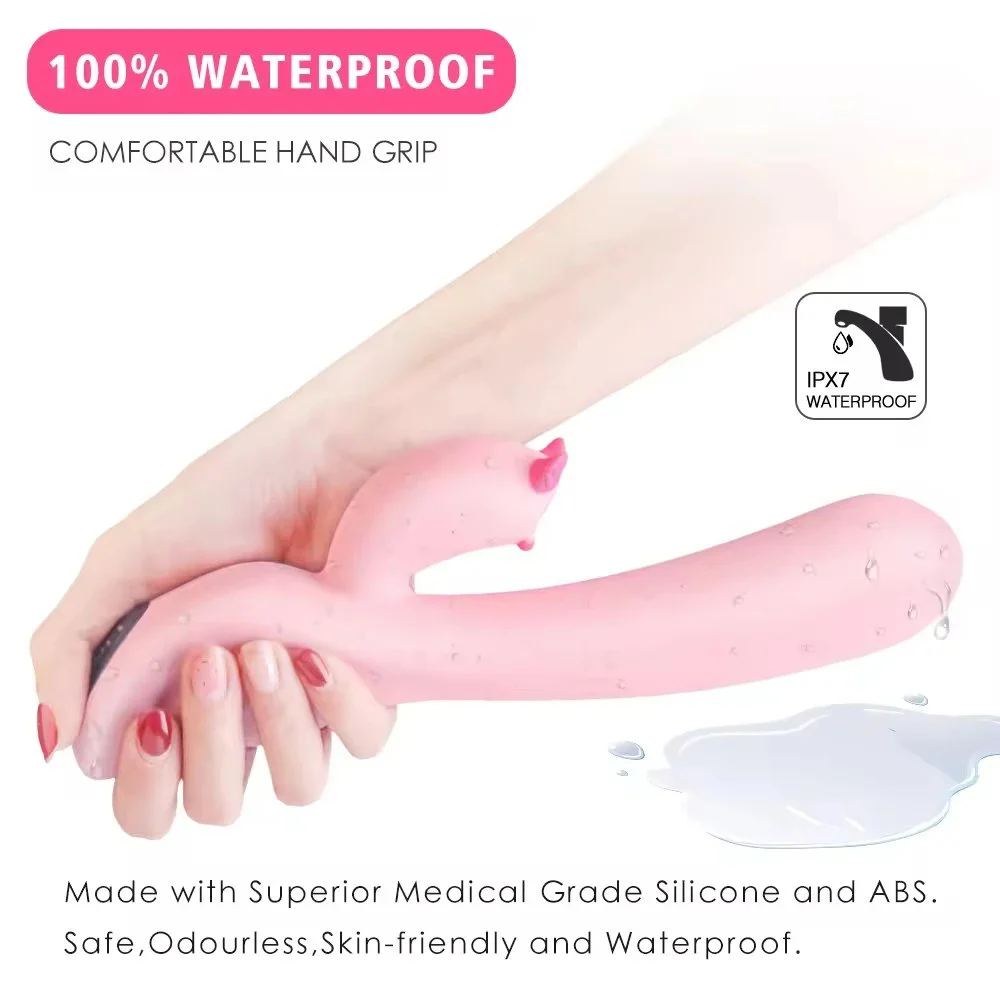 Newest Design Pink Silicone Dual Motor g Spot Vibrator Rabbit Vibrator Sex Toy Vibrator for Women