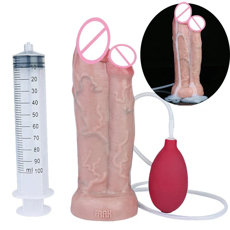 Double Head Squirting Dildo,large Ejaculating Dildo,Realistic Squirting Dildo Ejaculating Penis for Beginners Hand Free