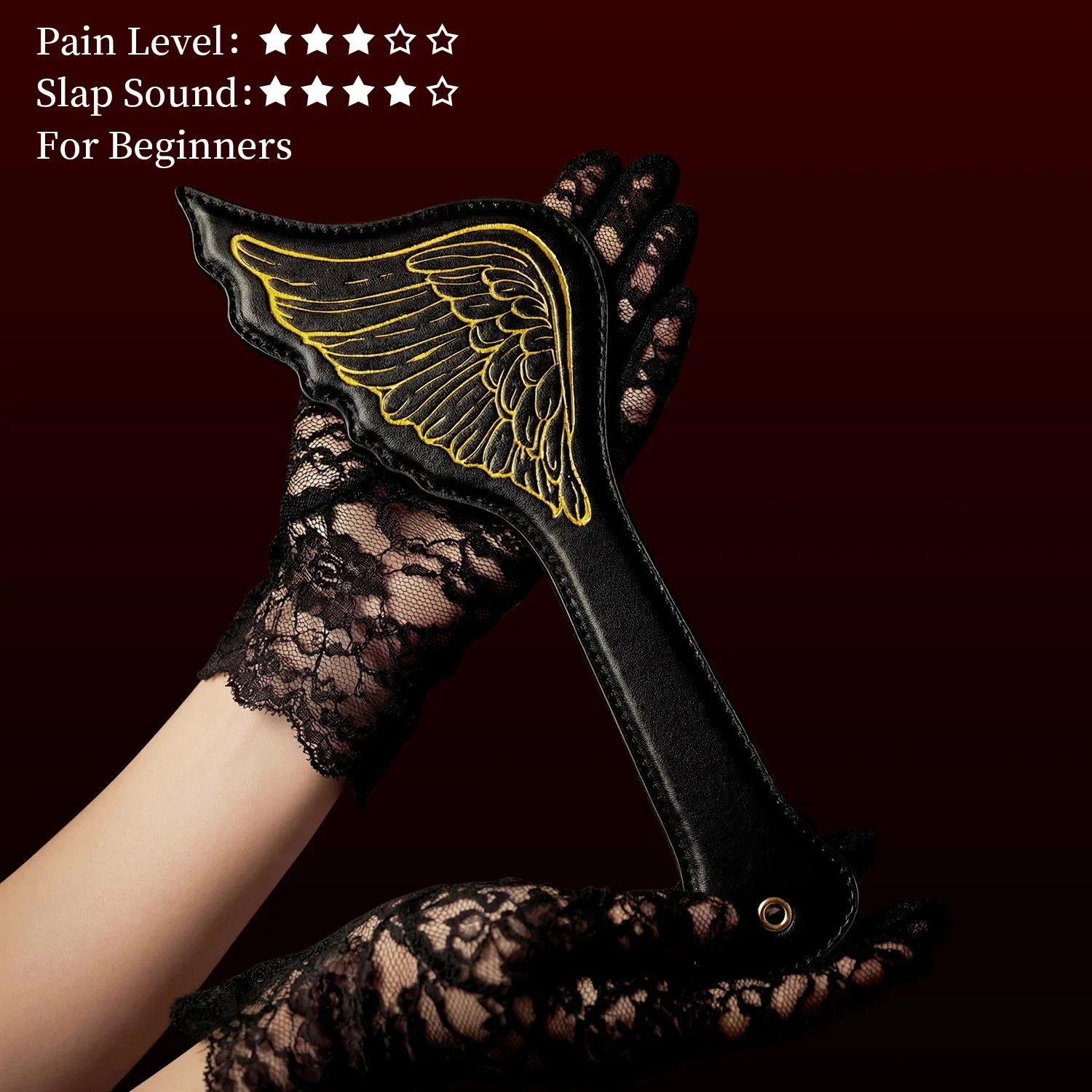 FUN New Leather Spanking Paddle Bondage Discipline Toy for Submissives, Fallen Angel Dark Style for 18+