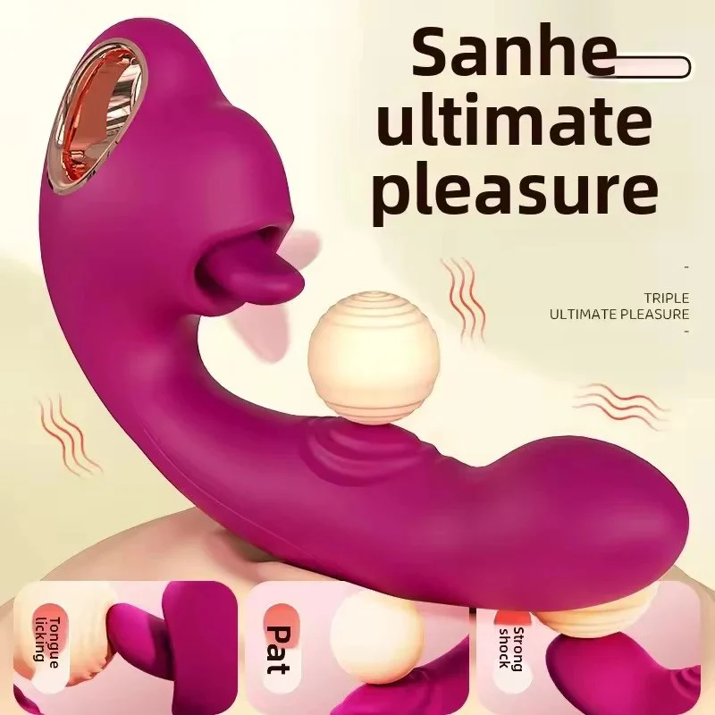 Handheld Female Masturbator Bass Quiet Tongue Licking Vibrator