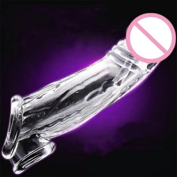 7-Inch Transparent Men's Cock Enlarger Ring Sex Toy Strong Penis Sleeve