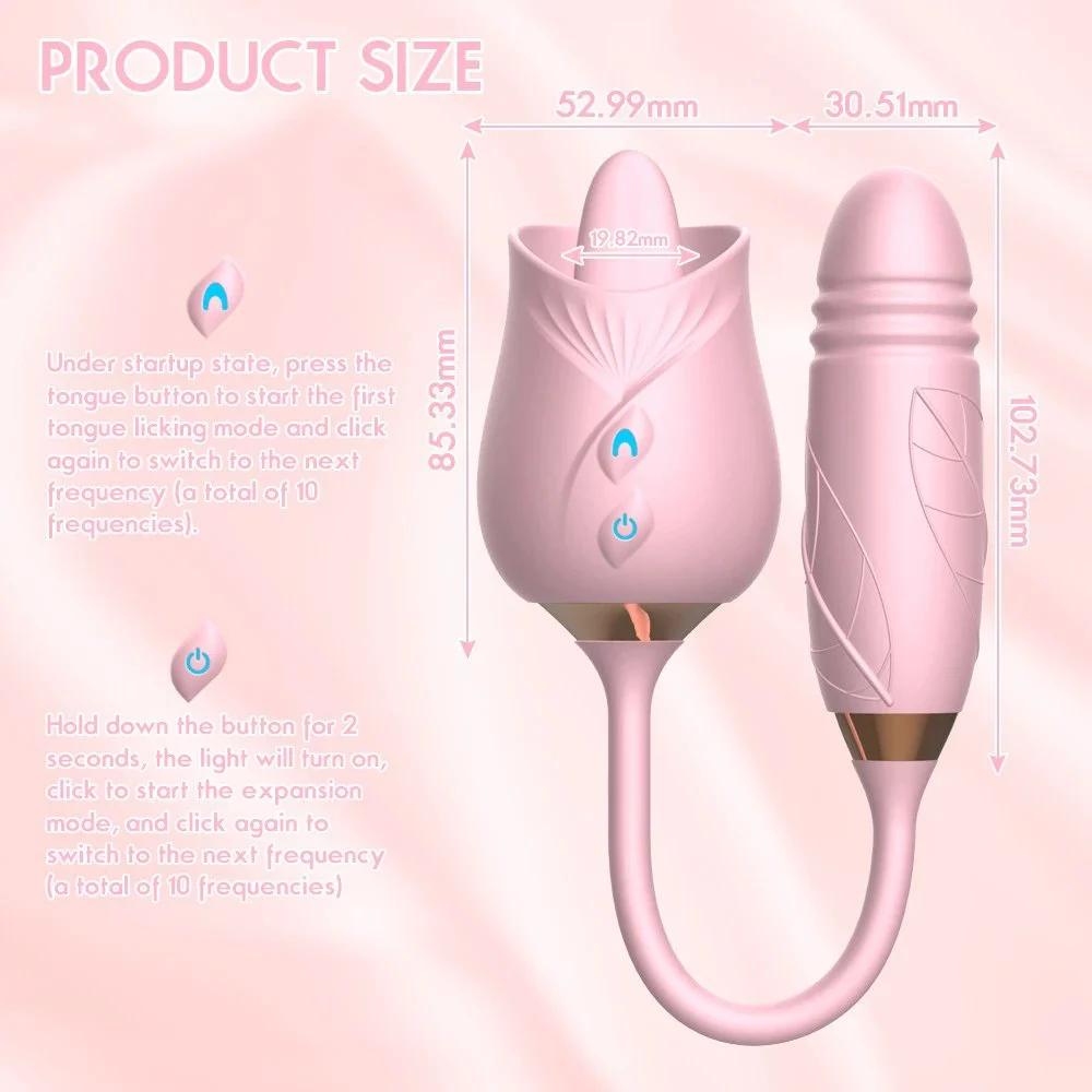 Rose Sex Toys Dildo Vibrator Oral Tongue Shaped Licking With Thrusting Vibrating Kiss G Spot Clitoris Nipple Stimulator Female