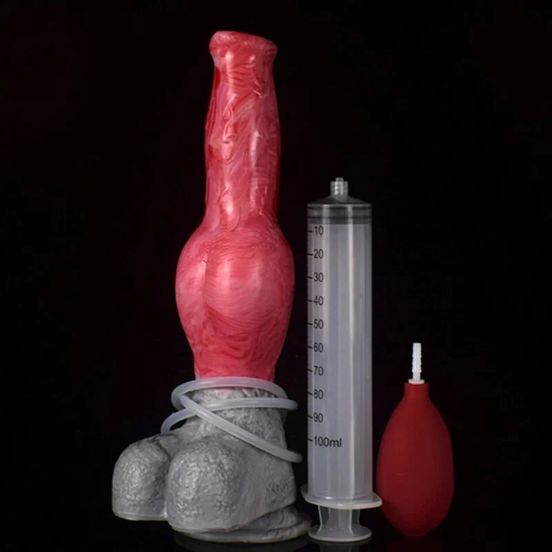 Huge Ejaculating Dog Knot Dildo Silicone Anal Plug Squirting Wolf Canine Masturbator Sex Toy for Men Women Animal Squirt Dildos
