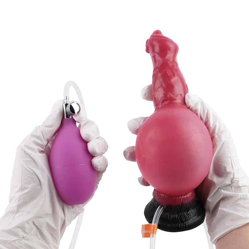 Inflatable Ejaculation Dildo Fantasy Monster Wolf Penis Soft Silicone Female Masturbator Adult Fun Sex Toys