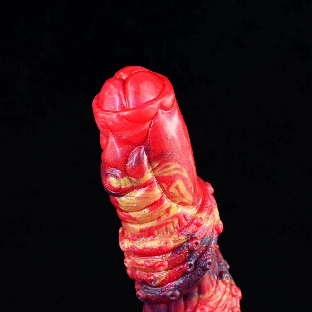 Fire Dragon Color Dildo with Sucker Soft Rubber Huge Cock Penis Colorful Animal Dildos for Adult Women