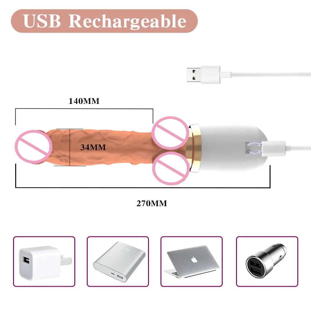 Remote Control Hands-Free Female Masturbation Sex Toys Heating Automatic Thrusting Realistic Big Dildo Sex Machine for Women