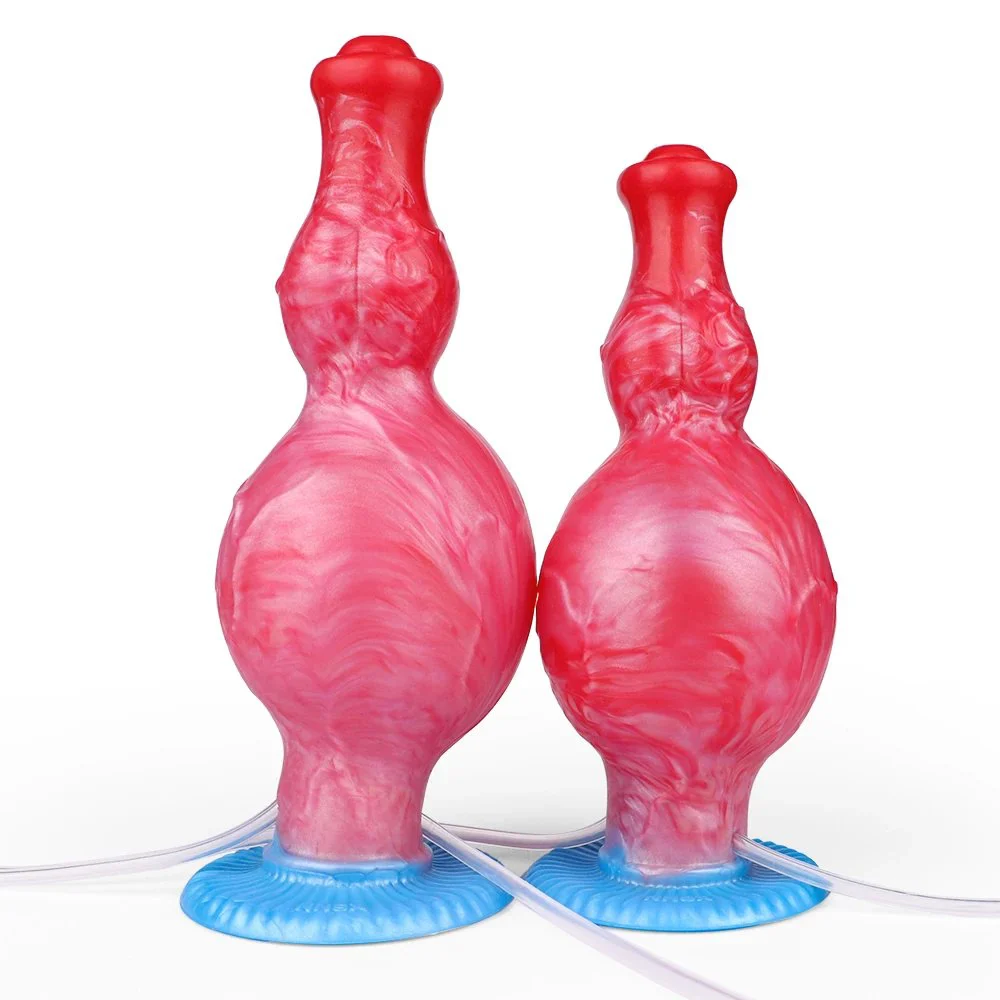 Dual Knot Dog Ejaculation Dildo With Inflatable Anal Plug Toys Animal Squirting Anal Dildos Erotic Products for Men Women
