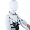 Silver Metal Necklace Collar for Men and Women Cool Punk Gothic Style Spiked Men & Women Training Chain Sex Toy Game PU Leather