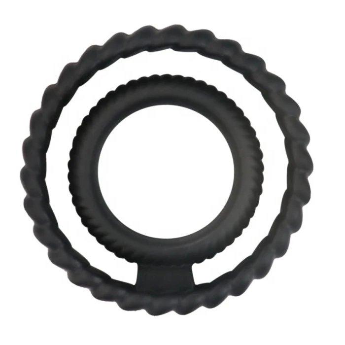 Double Cock Ring for Men Waterproof Silicone Black Vibrating Penis Ring Sex Toys for Delay Ejaculation Men's Properties