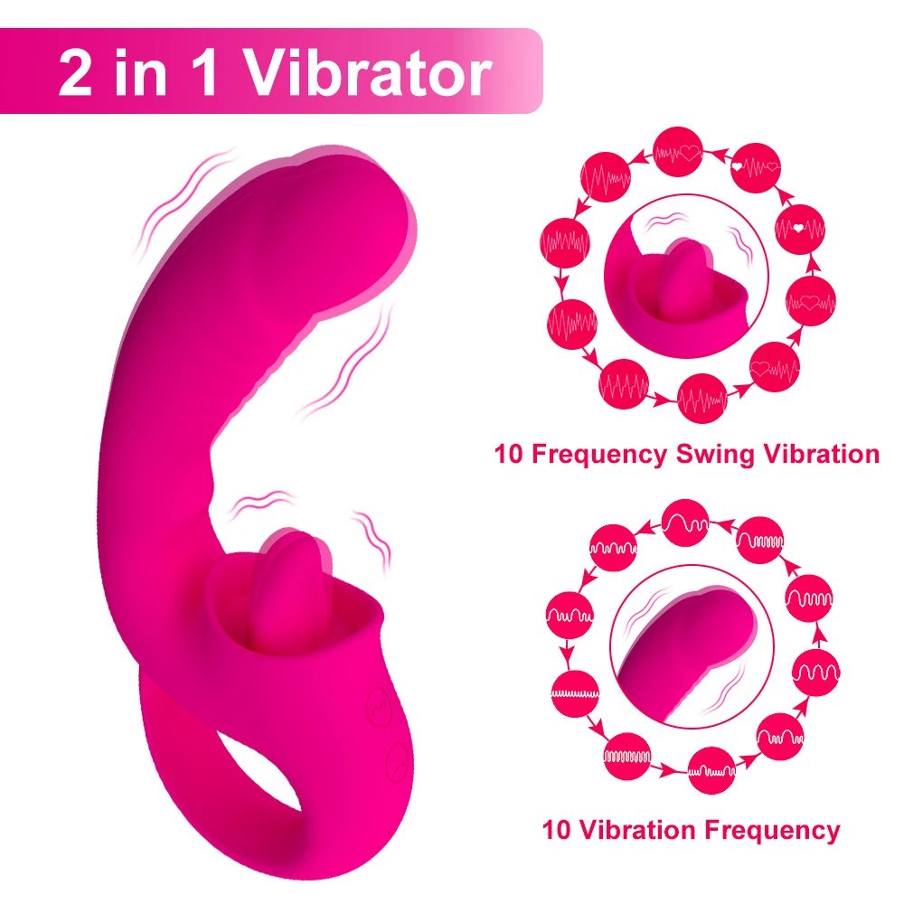 Women's Masturbation Vibrator Wand USB Powered G-Spot Sex Toys with Tongue-Licking Feature