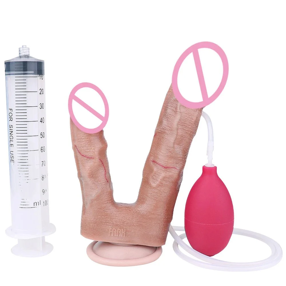 Dual Head Squirting Dildo with Syringe and air Pump Sex Toys Double Stimulation Experience Feeling Silicone