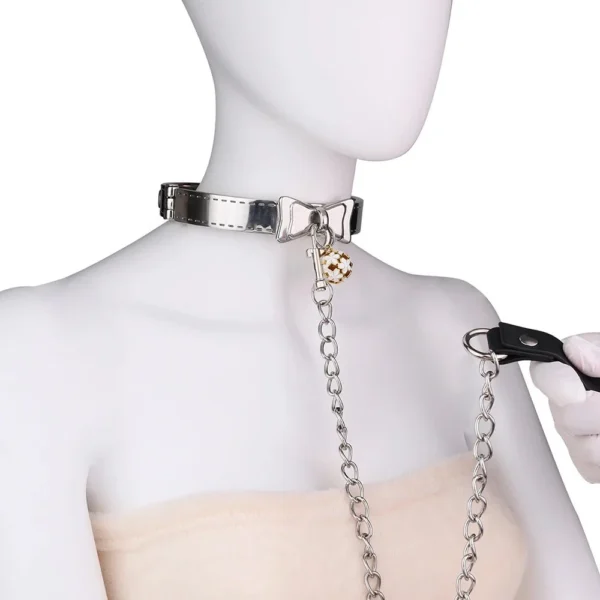 Master and Submissive Game Collar Genuine Leather Game Prop Suitable for Male and Female Sex Toys