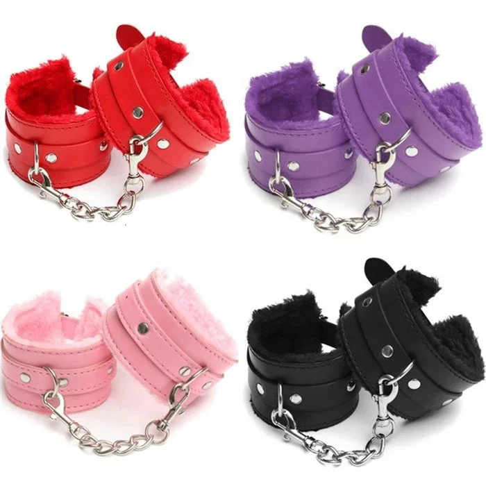 Male Sexy Bondage Novelty Fetish Leather Handcuffs Harness Style Restraint for Adult Use