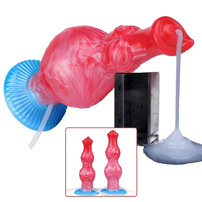 Dual Knot Dog Ejaculation Dildo With Inflatable Anal Plug Toys Animal Squirting Anal Dildos Erotic Products for Men Women