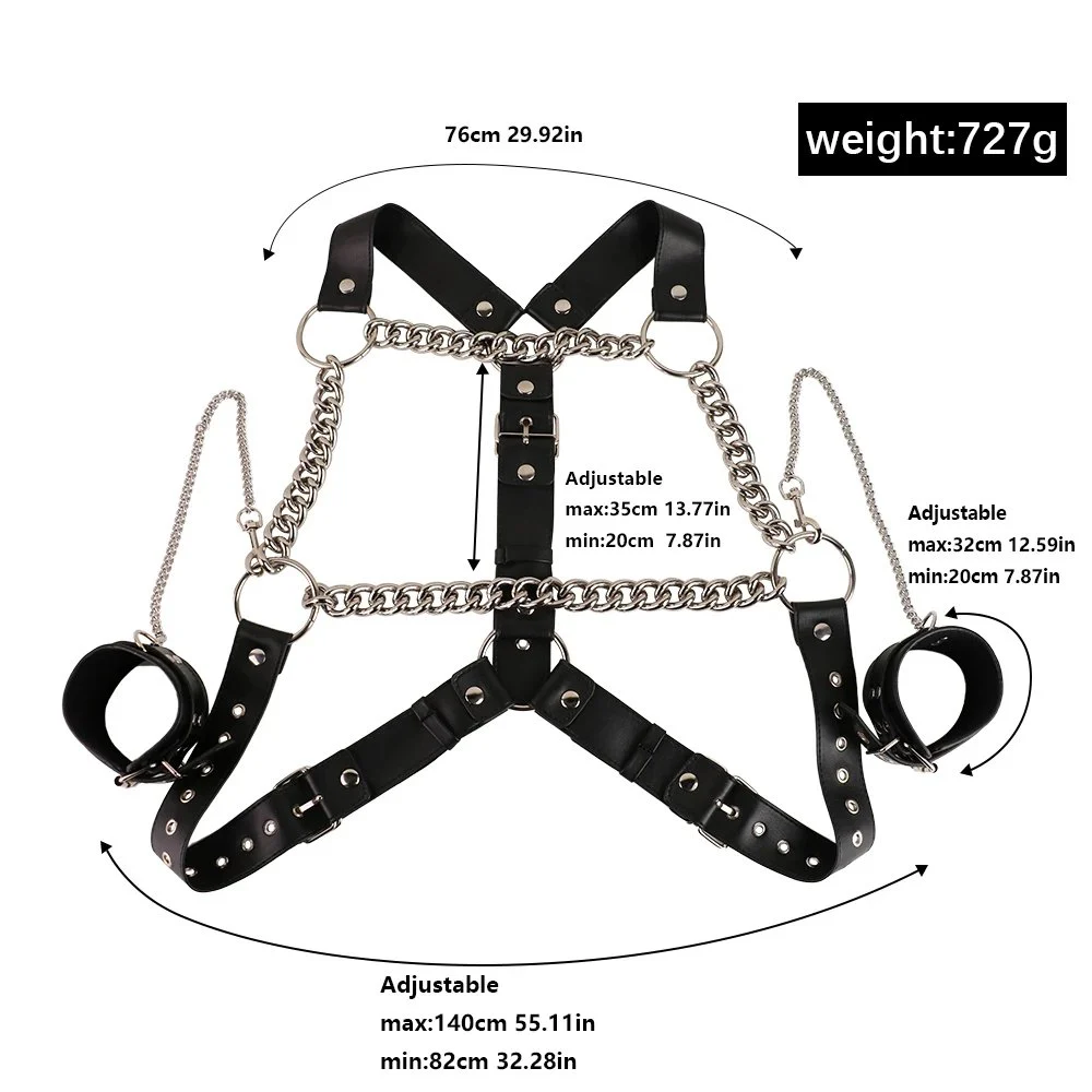 New Dasm Bondage Rope Chain Adult Sex Toys Soft Pu Leather Smooth Metal Material Dasm Sex Toys for Women Men Adult Toy
