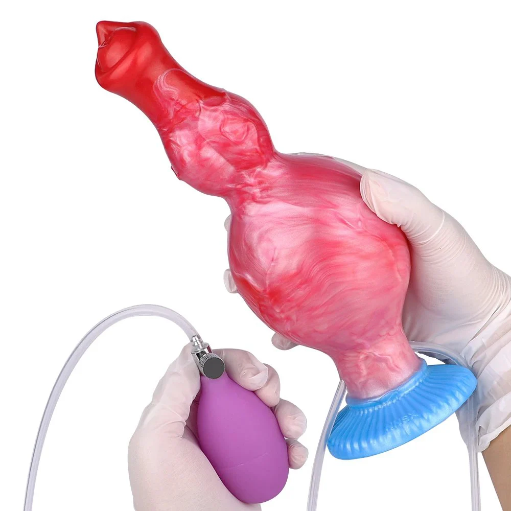 Dual Knot Dog Ejaculation Dildo With Inflatable Anal Plug Toys Animal Squirting Anal Dildos Erotic Products for Men Women