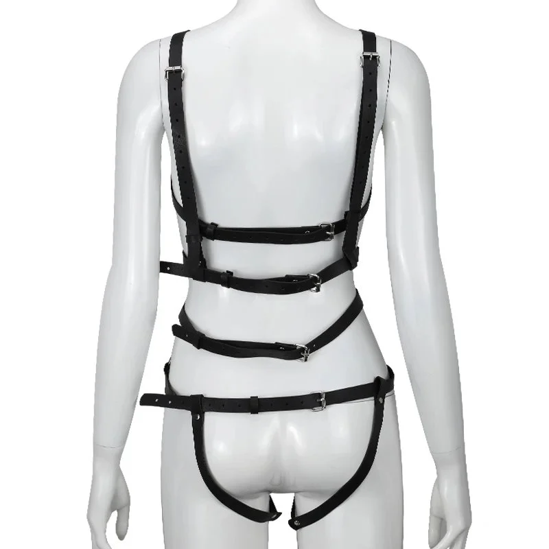 Mens Soft Leather Adult Sex Toys Flirting Harness Clothes with Sex Leather Collars