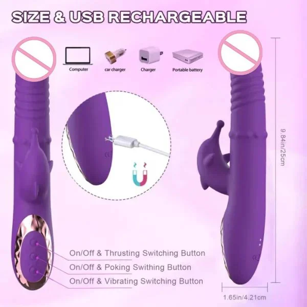 Flexible Silicone Thrusting Dildo Vibrator Vaginal Masturbators Clitoris Stimulation Rabbit G Spot Vibrator for Women Sex Toy