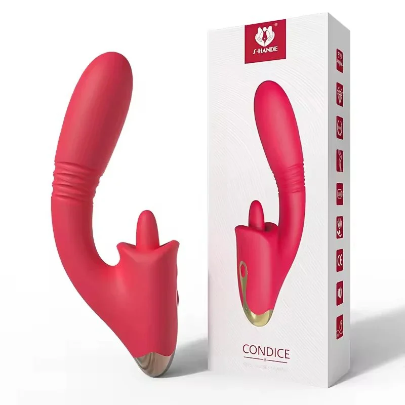 USB Adult Sex Toys Couples Mini Rose Automatic Retractable Tongue Licking Stick Female Masturbation Artifact Vibrator