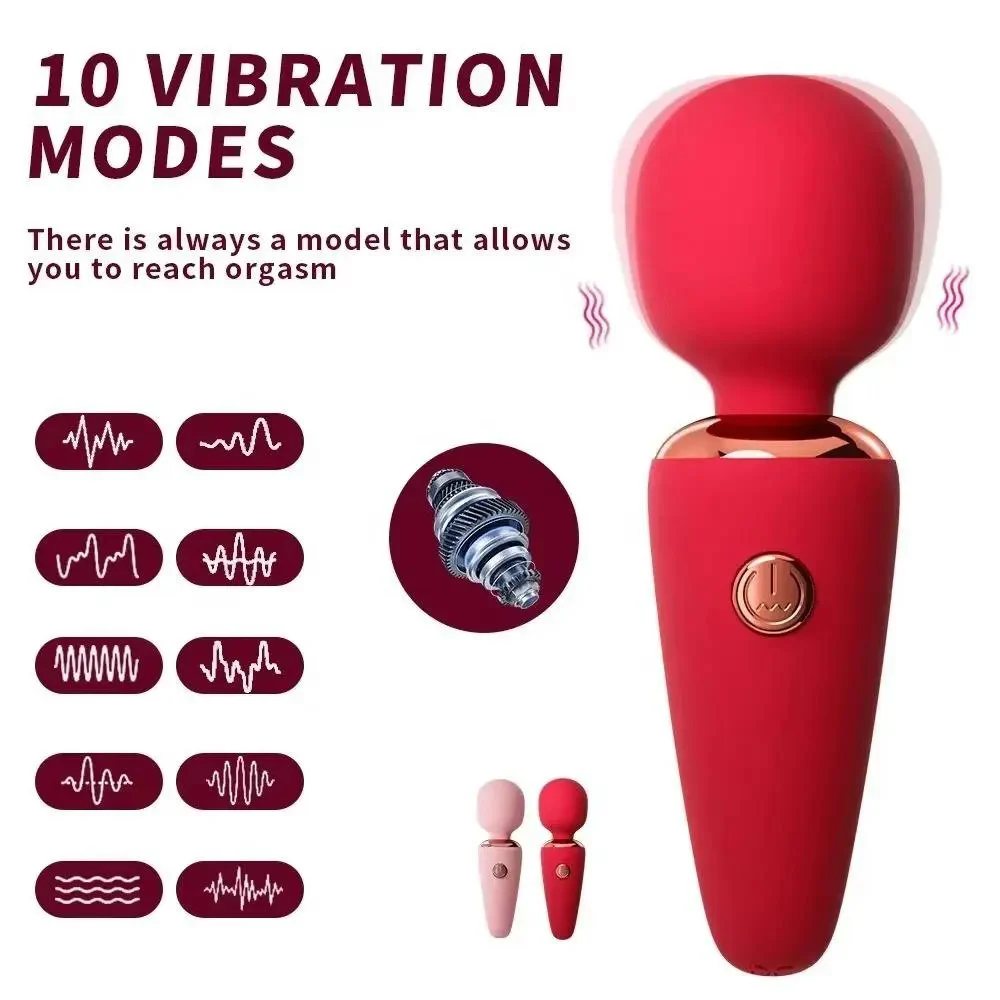 Powerful Rechargeable Mini AV Vibrator Wand Massager Silicone Female Stimulation Electric Vibrate Massage Sex Toys