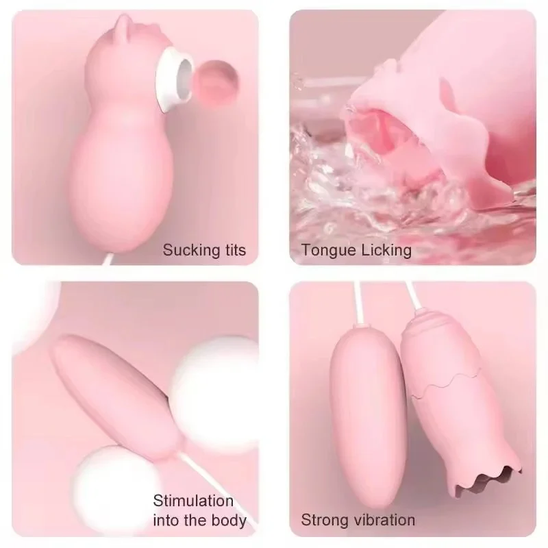 Sex Toy Sucking Orgasm Cat Jump Egg Vibrating Tongue Licking pink Usb Charging Vibrating Egg