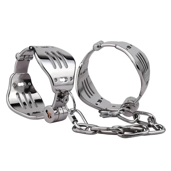 Metal Wrist & Ankle Cuff Chrome Plated Stainless Steel Wrist Cuff Anklet Metal Restraint Gear for Bondage Play Adult Sex Toys