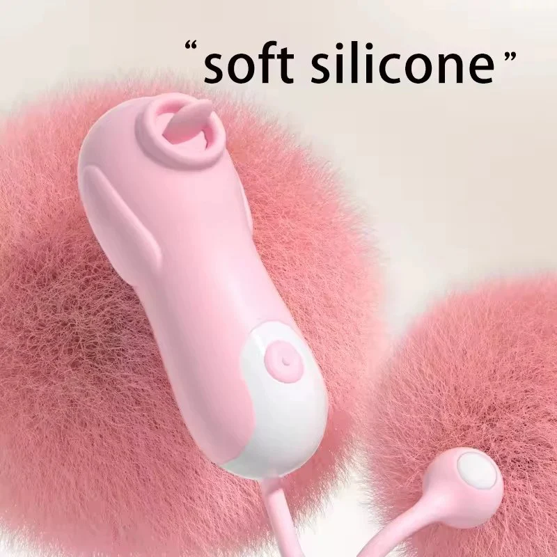 Silicone Rose Vibrator With 10 Modes Sex Toy for Clitoris and Breasts Tongue-Licking Cups Included