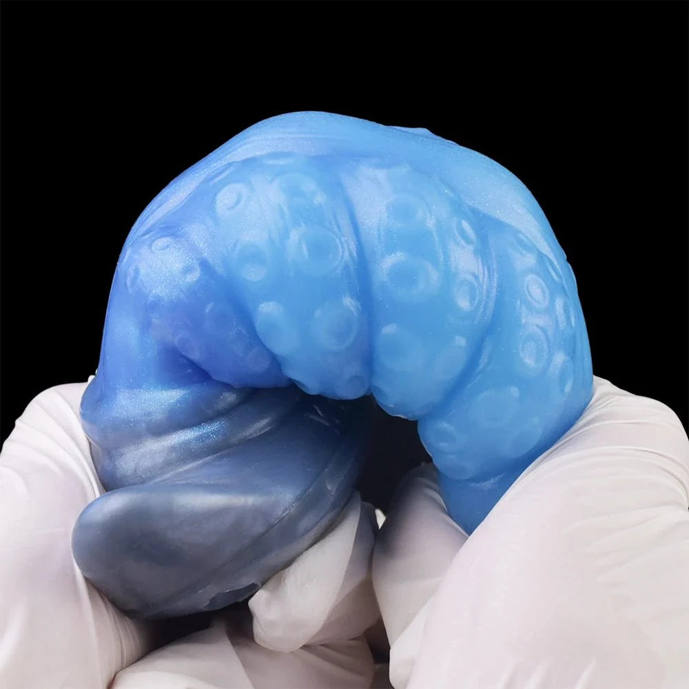 Silicone Tentacle Dildo Gag with Ball, Adjustable Strap on Mouth Gag for SM,Silicone Mouth Gag with Removable Leather Strap