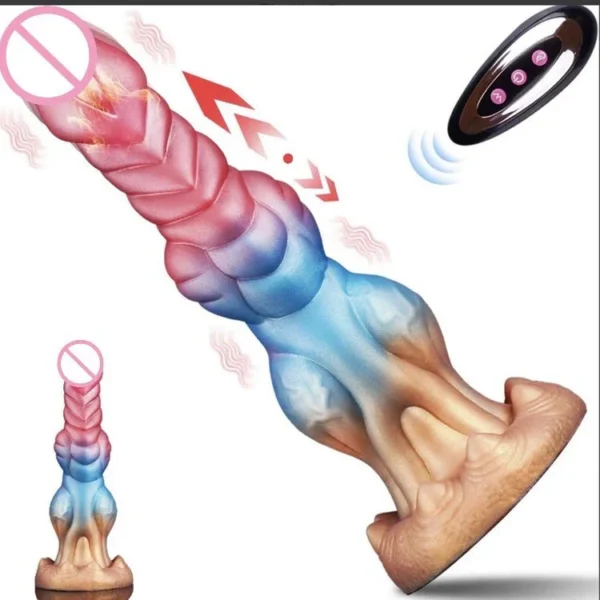 Electric Liquid Silicone Huge Dragon Animal Dildo Thrusting Heating Anal Vibrator for Women