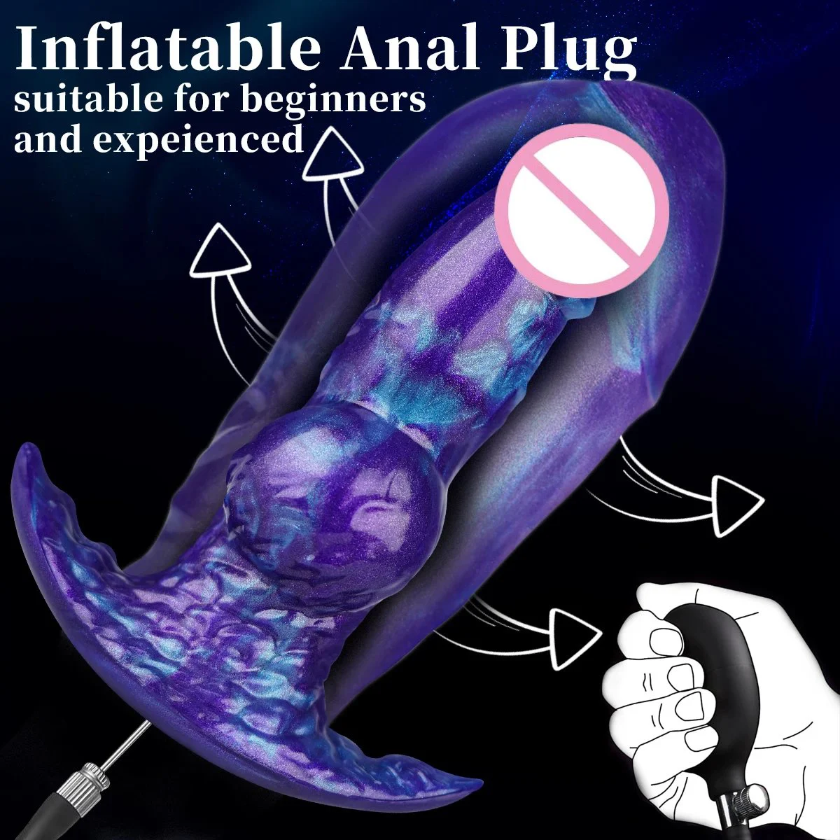 Silicone Anal Dildo Trainer Large Inflatable Wearable Butt Plug with Safe T Base Fantasy Monster Design for Gay Men
