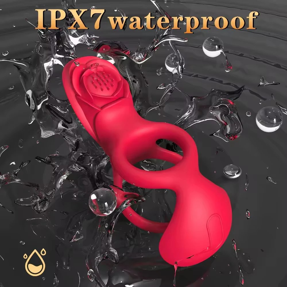 Vibrating Male Silicone Cock Ring Rose Style Penis Delay Ejaculation Sex Ring for Men