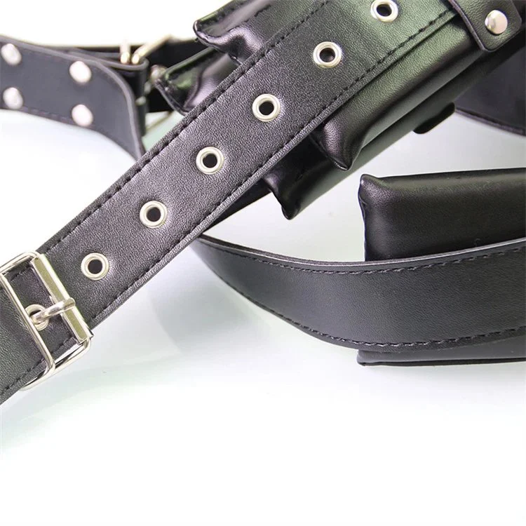 PU Leather Sponge Open Leg Bondage Restraints Neck Leg Spreader Strap Slave Bondage Thigh Cuffs