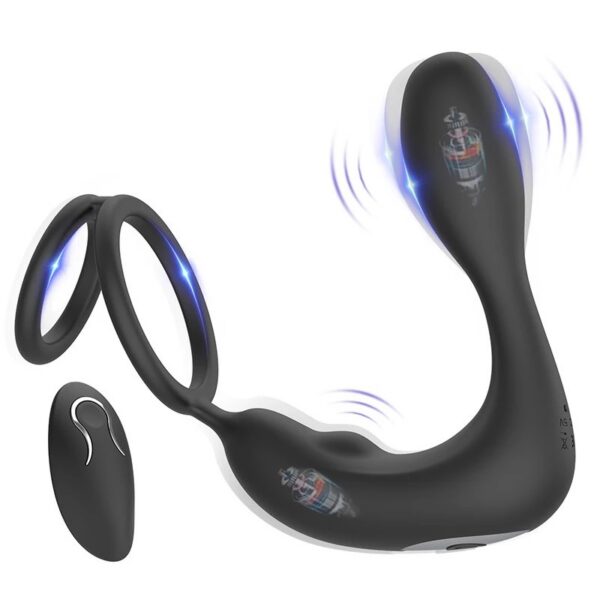 Multi-mode Insertion Cock Ring P Spot Massager Prostate Vibrator Remote Control ABS+Silicone IPX7 Waterproof 12 Modes for