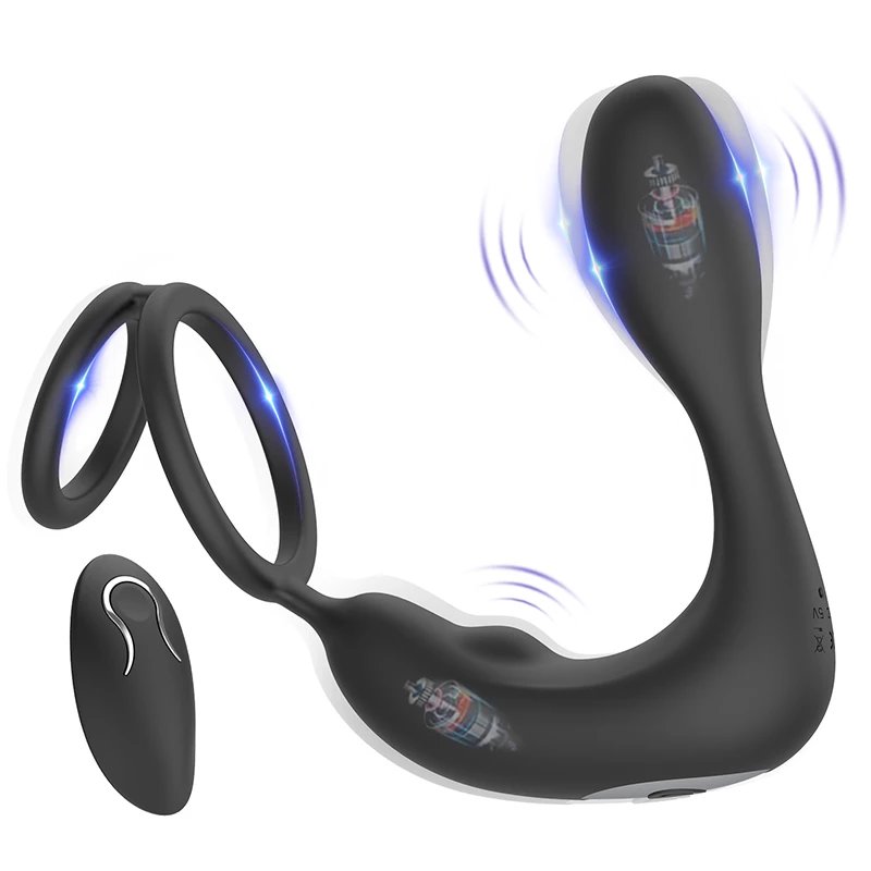 Multi-mode Insertion Cock Ring P Spot Massager Prostate Vibrator Remote Control ABS+Silicone IPX7 Waterproof 12 Modes for