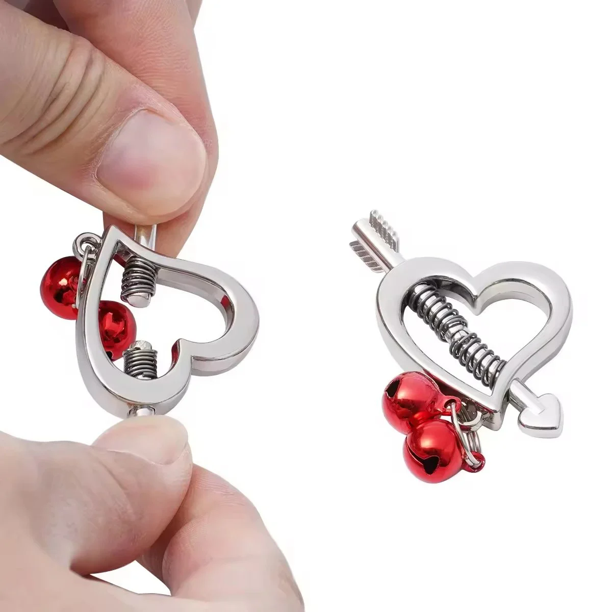 Sex Game Heart Shape Nipple Clamp Clips with Bell Play Adjustable Restraints Intimate Toys Accessories