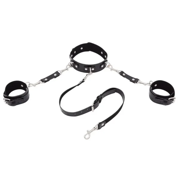 Bondage Hands Neck Connected Adult Sex Toy Leather Handcuffs Collar Other Sex Toy