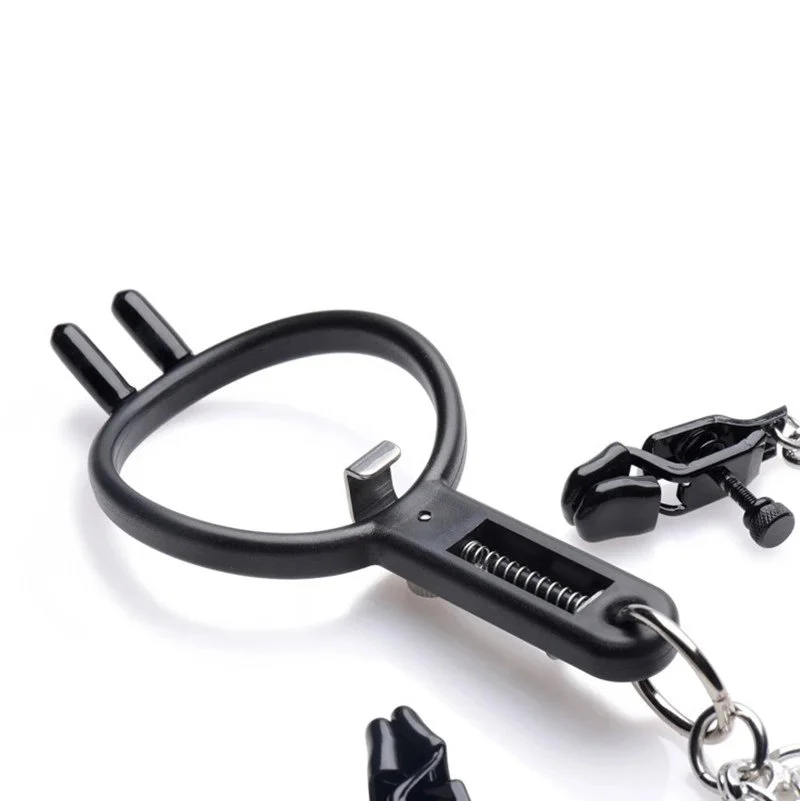 Mouth Spreader with Nipple Clamps Open Mouth O Ring Gag Oral Sex Harness Restraints Toys