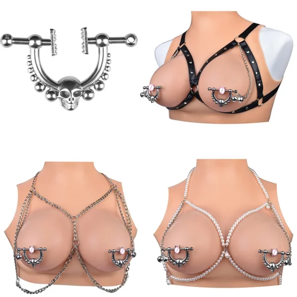 Nipple Clamps with Body Chains Clips Clamps for Women with Bells Stainless Steel Body Bells Non-piercing Clip on Body Gift