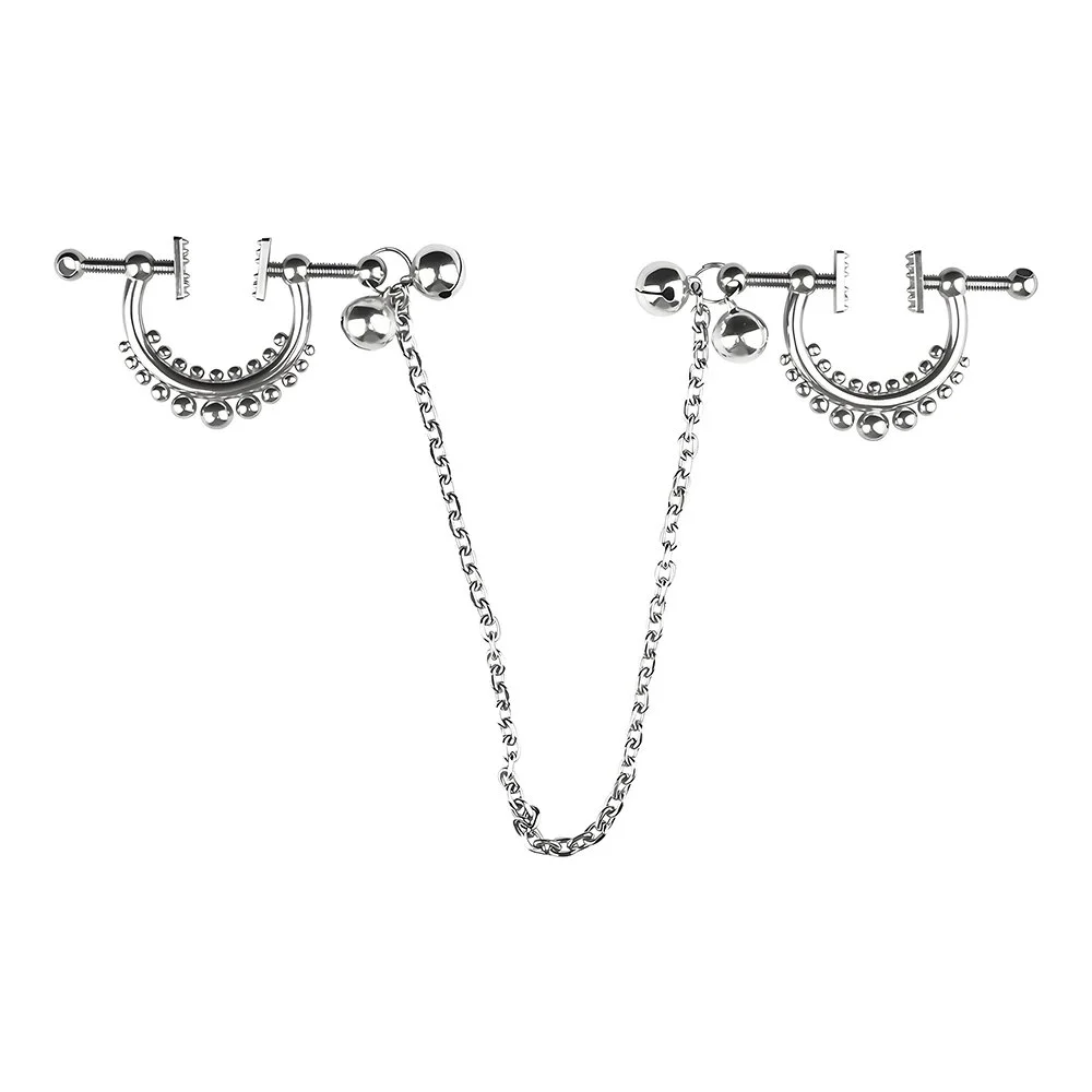 Nipple Clamps with Steel Balls for Women Adult Single Chain Clamps Comfortable Sex Toys