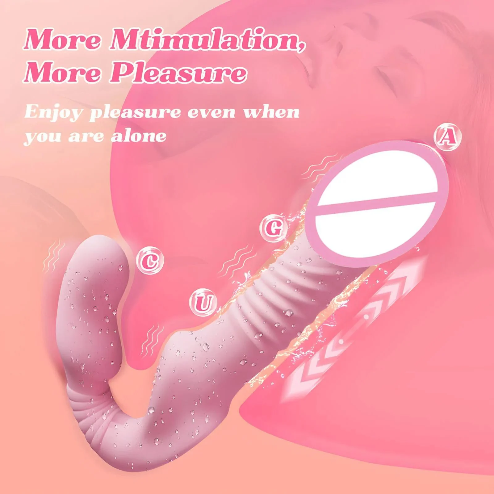 Double Ended Strapless Lesbian Vibrators Remote Control Strap on G-Spot Thrusting Dildo Vibrator Adult Sex Toy for Women Couple