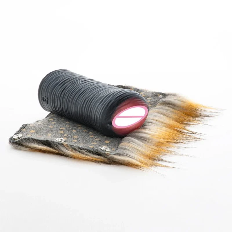 Furry Hyena Silicone Male Masturbator Strong Grip Realistic Feeling Handheld Stroker Style Adult Toy for 18+ with