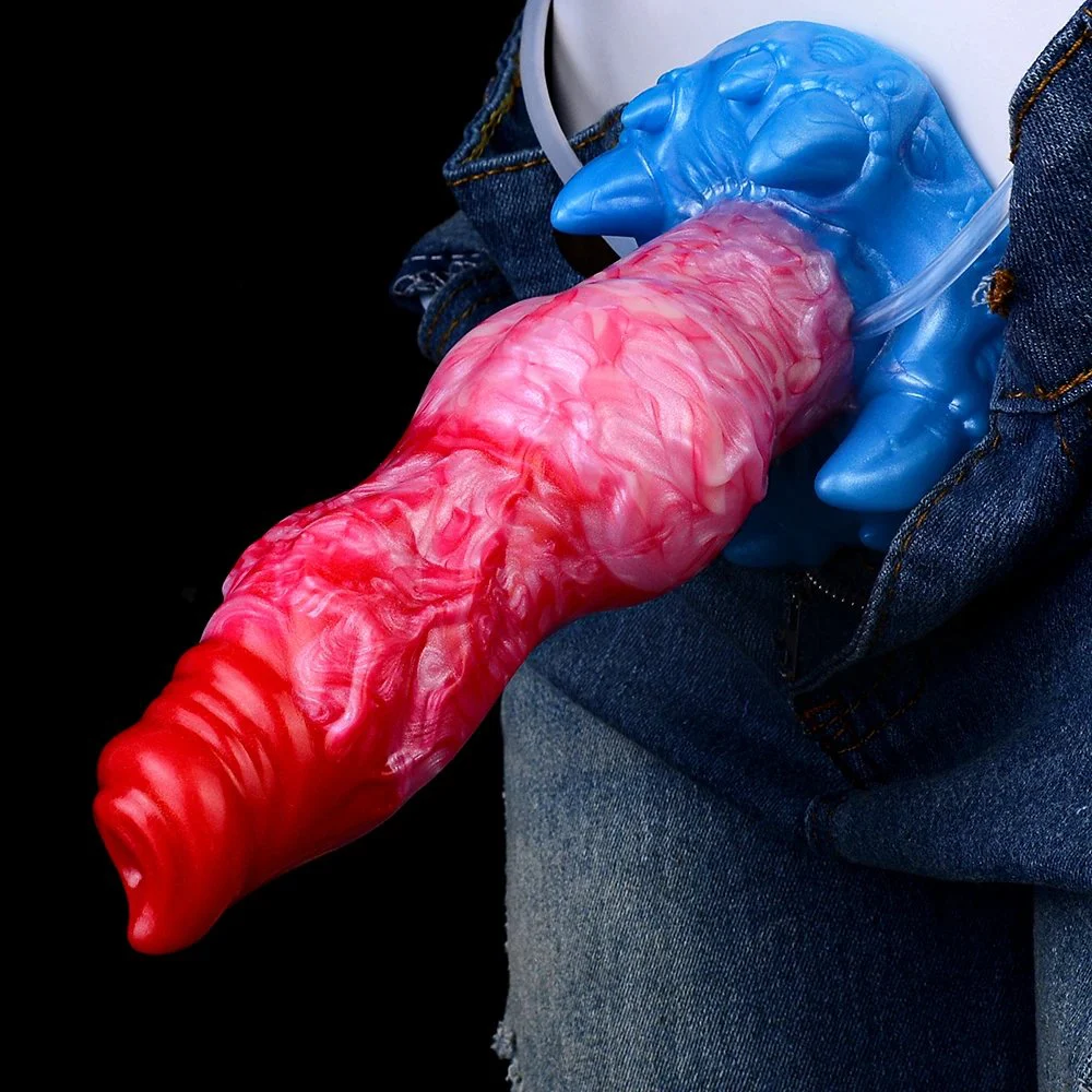 Fantasy Fire Dragon Inflatable Spraying Sexual Intercourse Dildo Silicone Spraying Masturbator Adult Suction Cup Penis Sex Toy