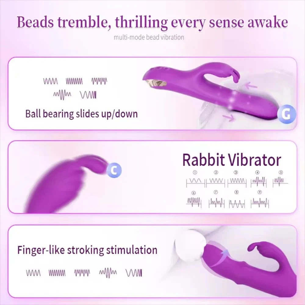 Rotation 3 in 1 Rabbit Vibrator Electric Female Dual Vibration G Spot Stimulation Vibrators Toy for Women